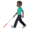Man with White Cane- Dark Skin Tone emoji on Emojione